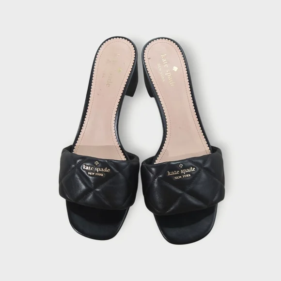 Kate Spade Pillow Sandal Women’s 9.5B Black Heeled Flats Quilted Slip On EU 40 - Picture 2 of 8
